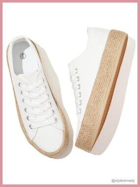 Canvas Platform Sneakers for Women Lace-up Fashion Tennis Shoes